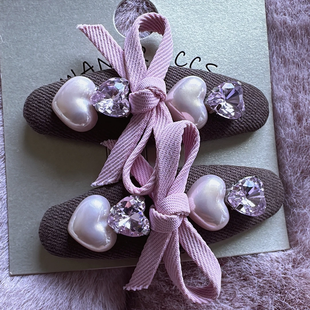 高级感紫色毛线蝴蝶结女百搭碎发刘海夹头饰