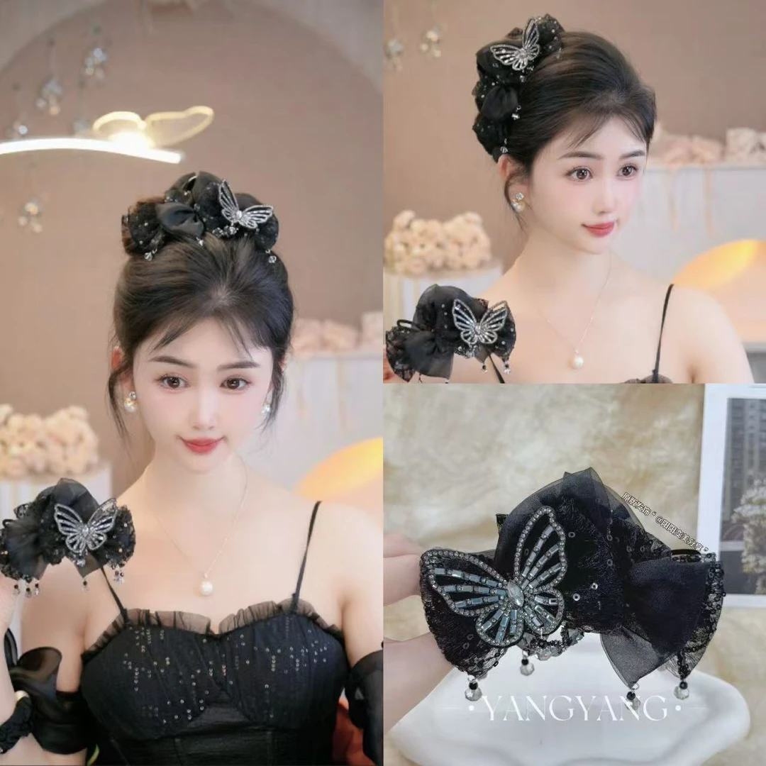 夏季新款原创设计师款纯手工重工设计蝴蝶鲨鱼夹大号抓夹发夹