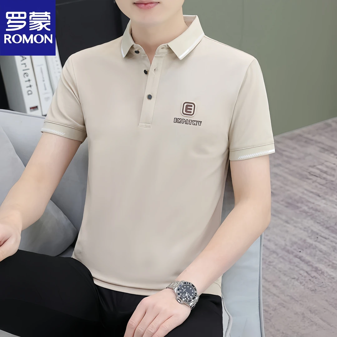 Romon/罗蒙短袖t恤男士夏季薄款POLO衫新款潮流宽松休闲百搭上衣