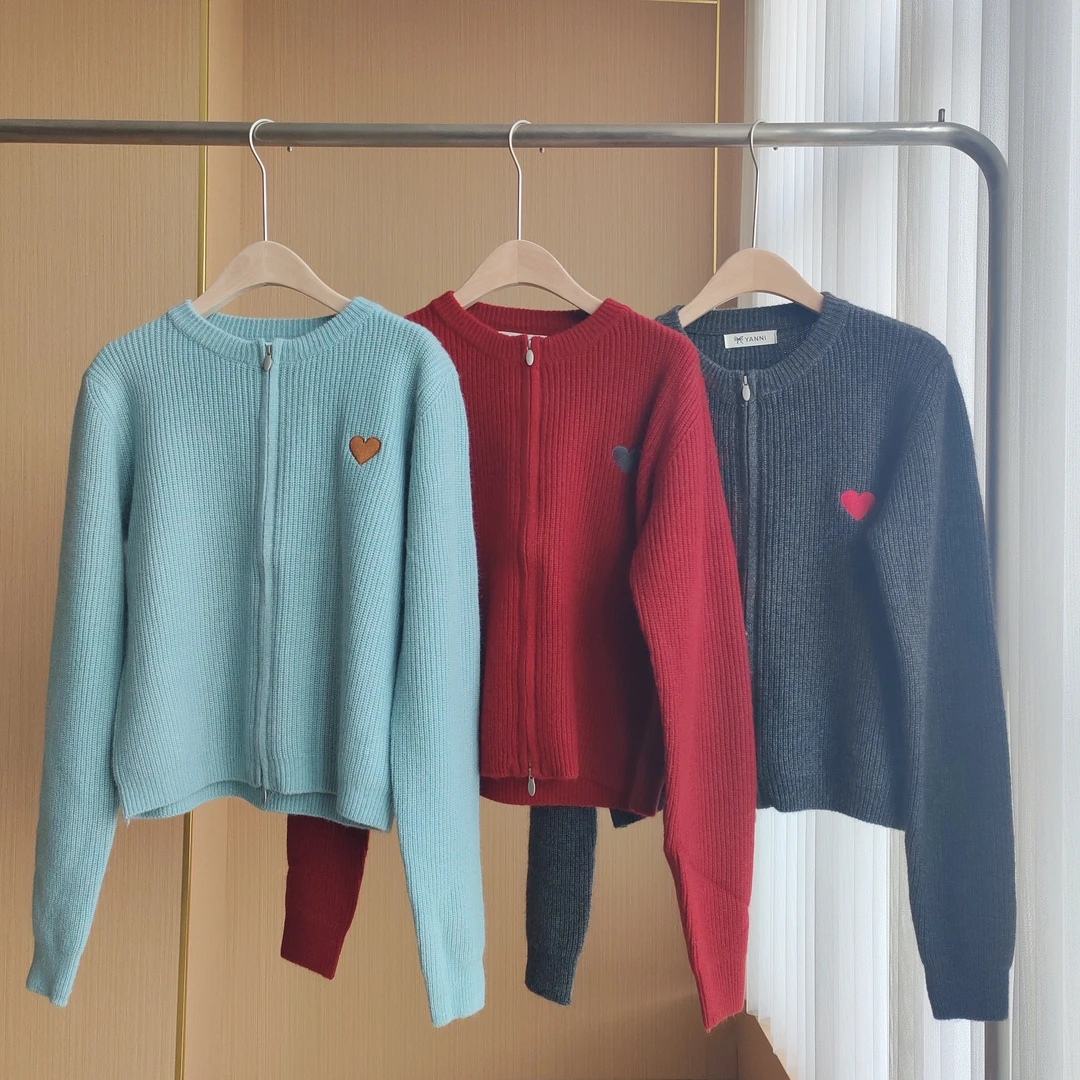 秋冬新款时尚纯色爱心羊毛毛衣 MJD7-4506