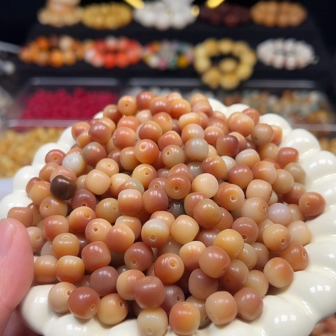菩提根/象牙果手串110颗火烧肉桶珠10尺寸