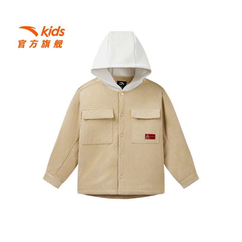 【商场同款】安踏儿童男大童棉服2025新款舒适运动宽松连帽棉服7401
