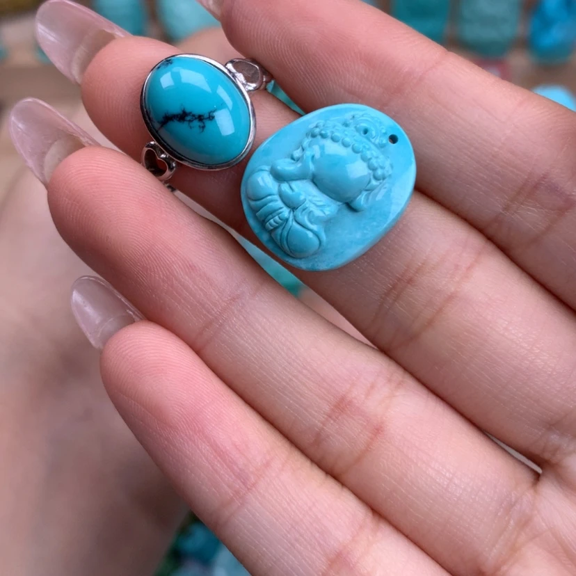 【闪购商品】绿松石戒指银S925镶嵌春**雪