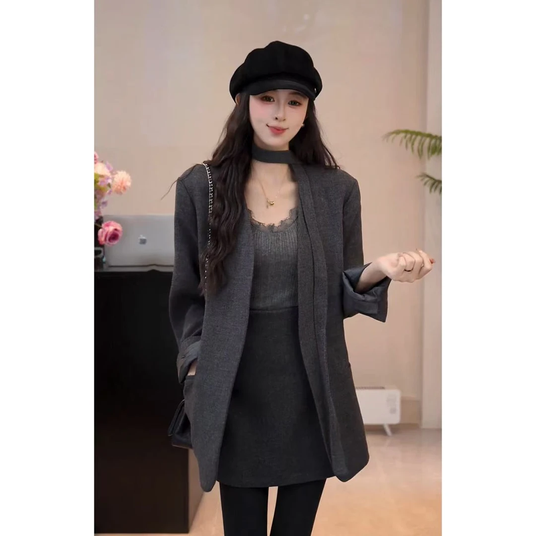 YUANLIANSU/圆脸酥【晚街拾梦】法式时尚西装外套+半身裙两件套秋款