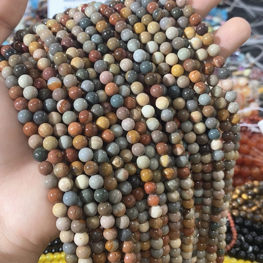 玛瑙/玉髓合金珠宝半成品一条天然6mm阿拉善圆珠