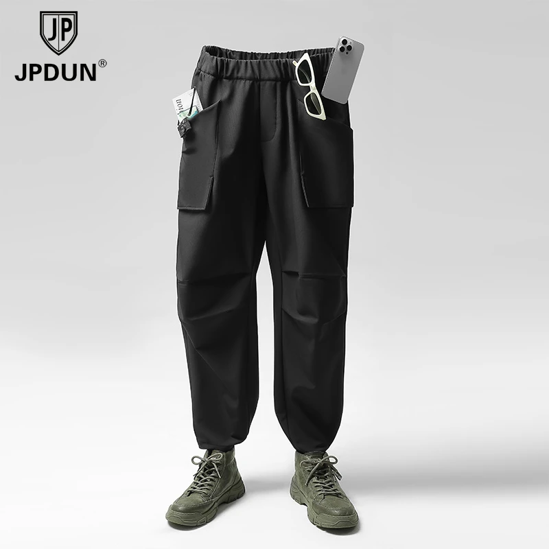 JPDUN男女同款春秋季直筒阔腿防水工装裤宽松舒适运动束脚休闲裤