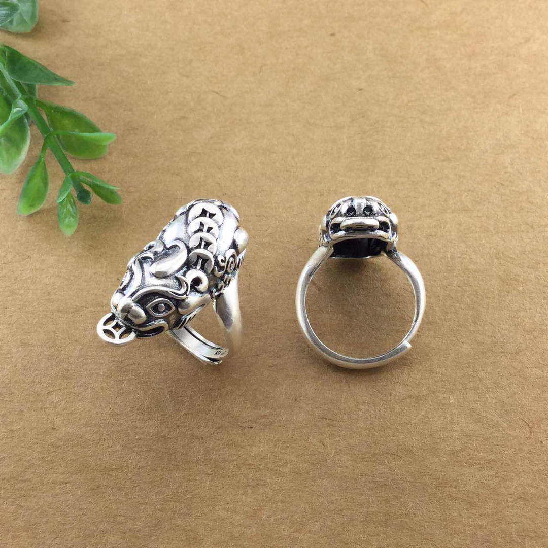 925银戒指 （老银工厂5号店）精品时尚貔貅戒指（多样性发一