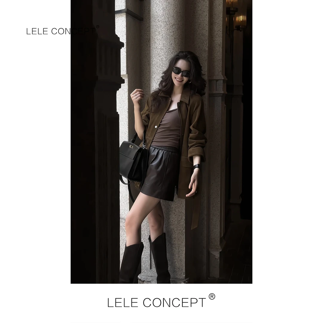 LELE CONCEPT | 静奢都市翻领腰带款凡毛皮衣P0097