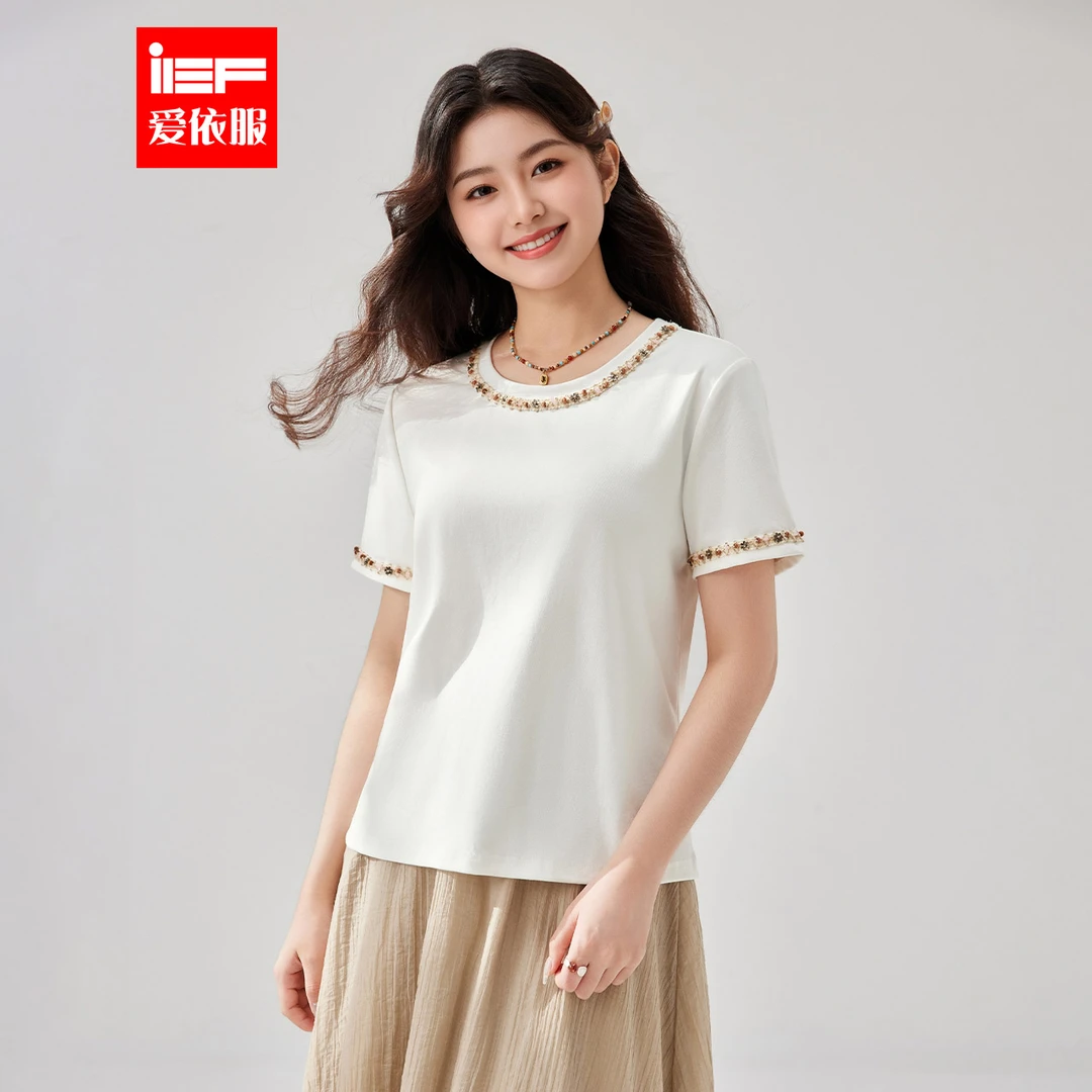 IEF/爱依服【微胖】大码女装2025夏季新款韩版时尚通勤百搭T恤女