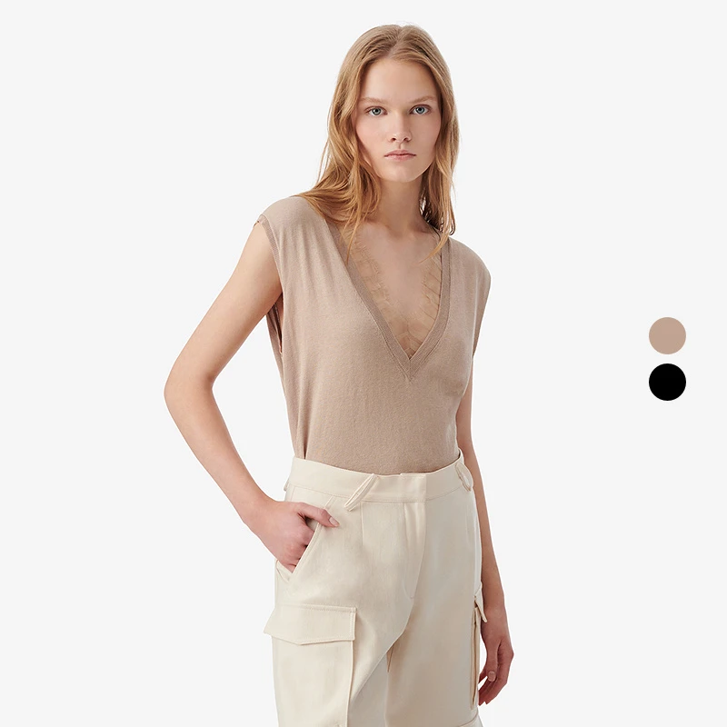 【流光风】IRO Night 睫毛蕾丝无袖背心马甲桑蚕丝Demure法式25新款