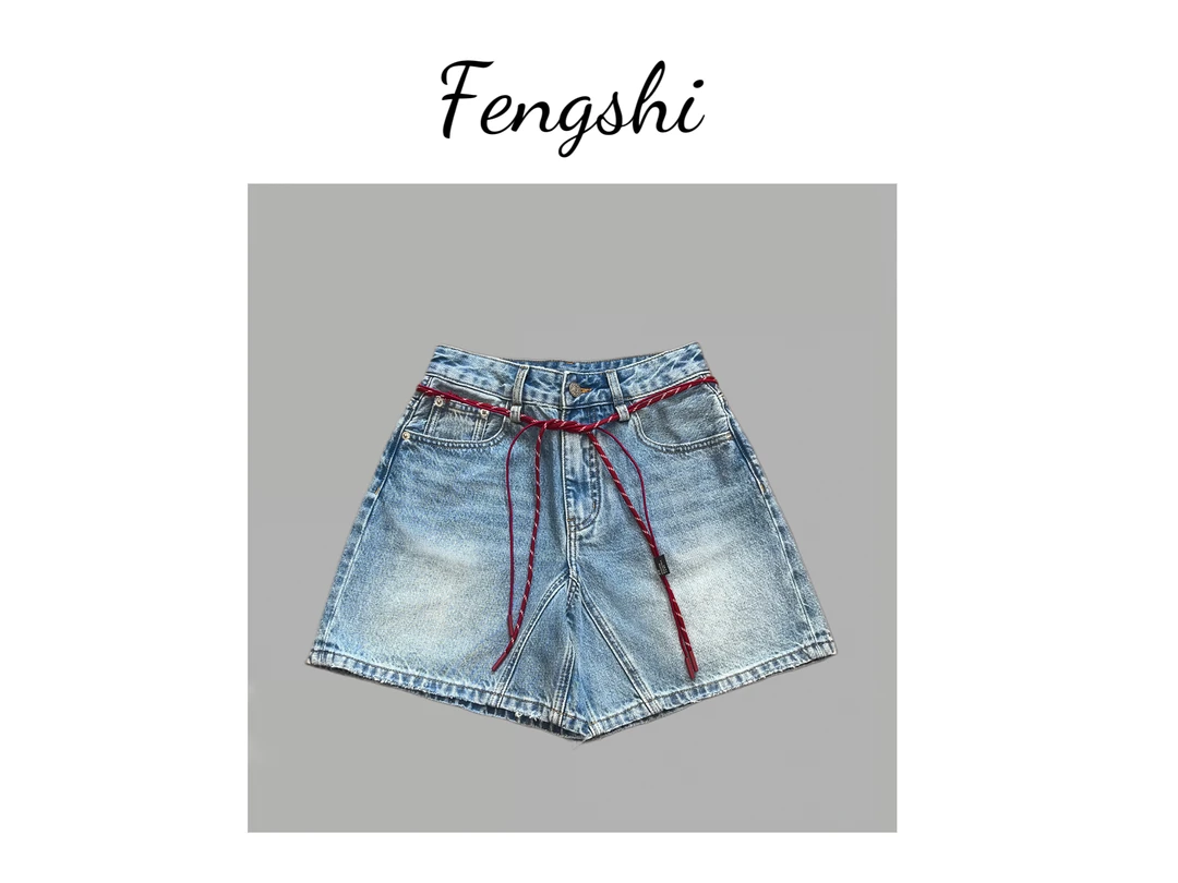 新款“红绳短裤”884#P02581新款普赛克丹宁百搭牛仔裤