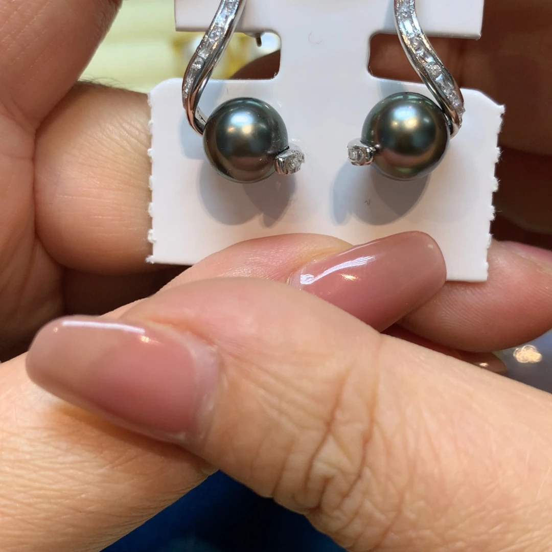海水珍珠耳饰银S925镶嵌