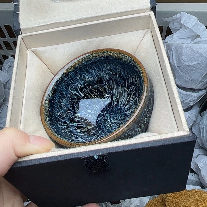 茶盏金丝蓝孔雀将军配礼盒