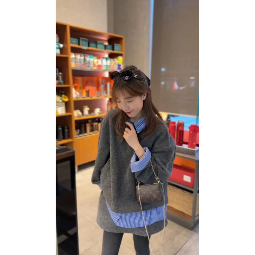 QiongQiong人手款！设计感拼接假两件卫衣+半身裙两件套套装