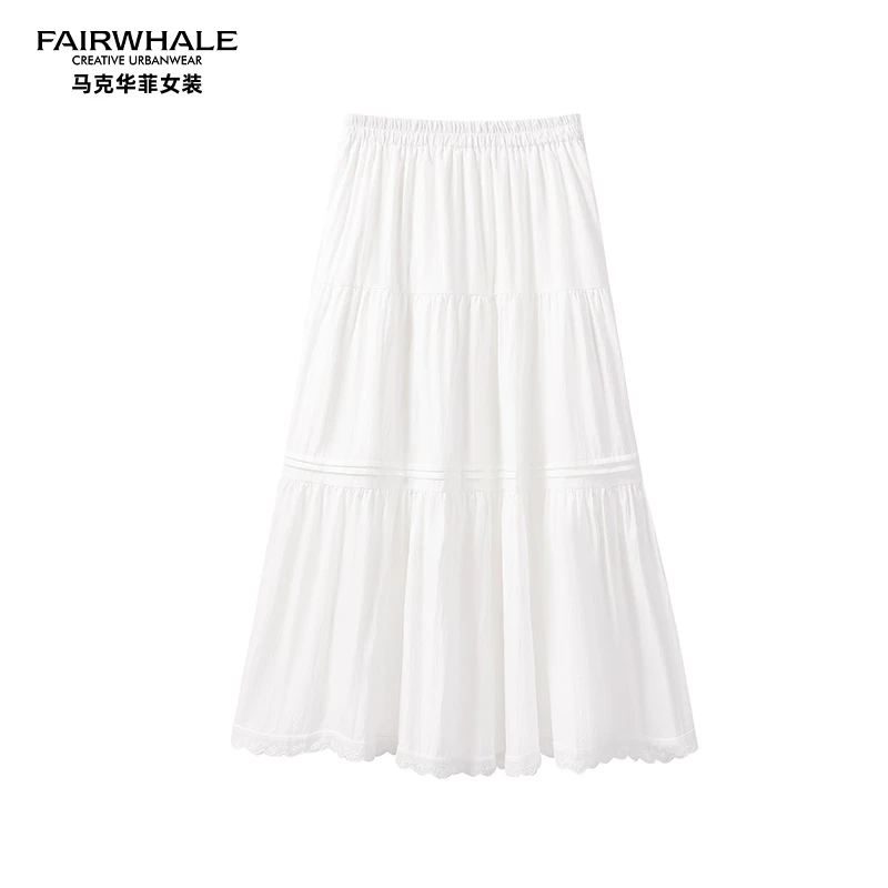 【苍山洱海】马克华菲女装春夏拼接蕾丝花边设计半身裙 F51028A503