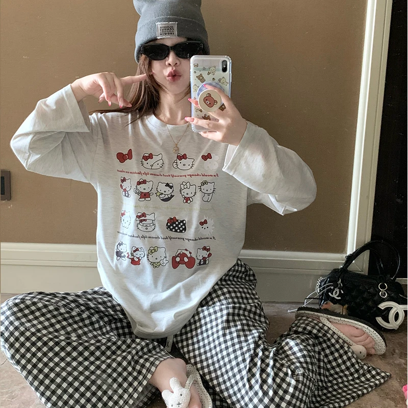 睡衣女2025新款春秋季纯棉长袖卡通套装秋冬款少女休闲可爱家居服