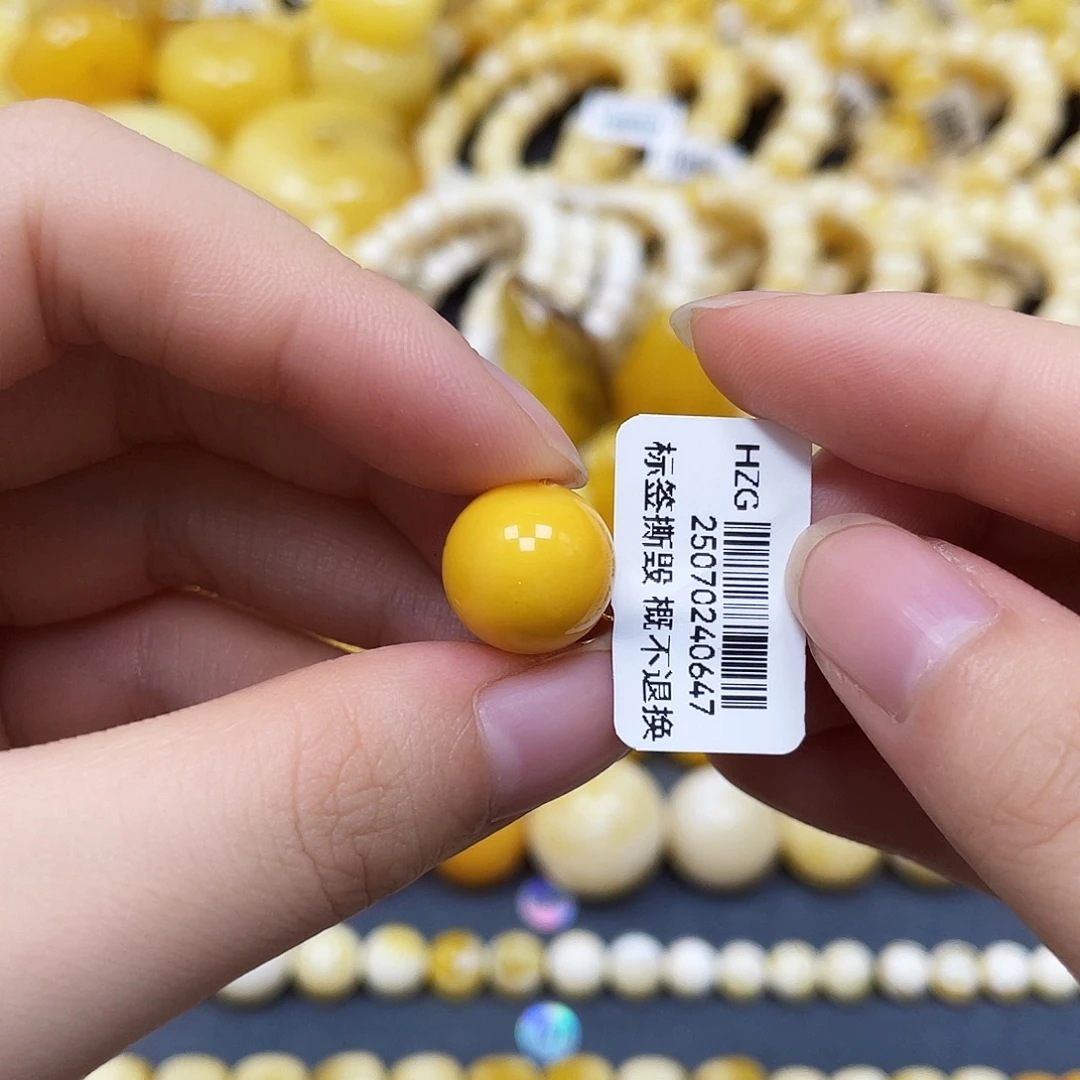 裸石蜜蜡未镶嵌圆珠12.8mm小矿灰