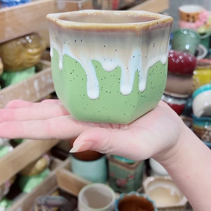 有孔，凑单福利满10元发货陶瓷多肉花盆！