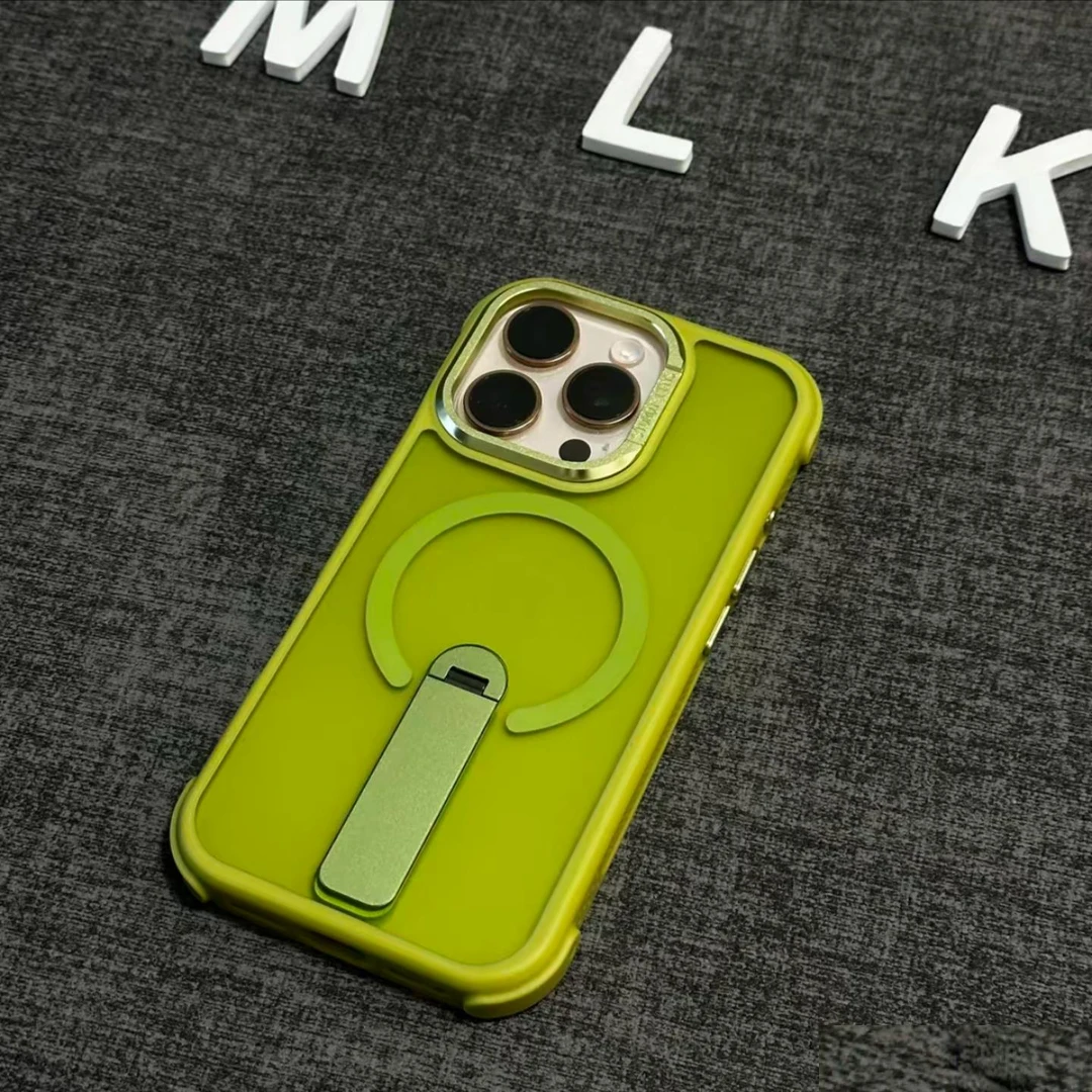 磨砂软边防撞支架适用苹果16promax手机壳磁吸iphone15防摔14创意