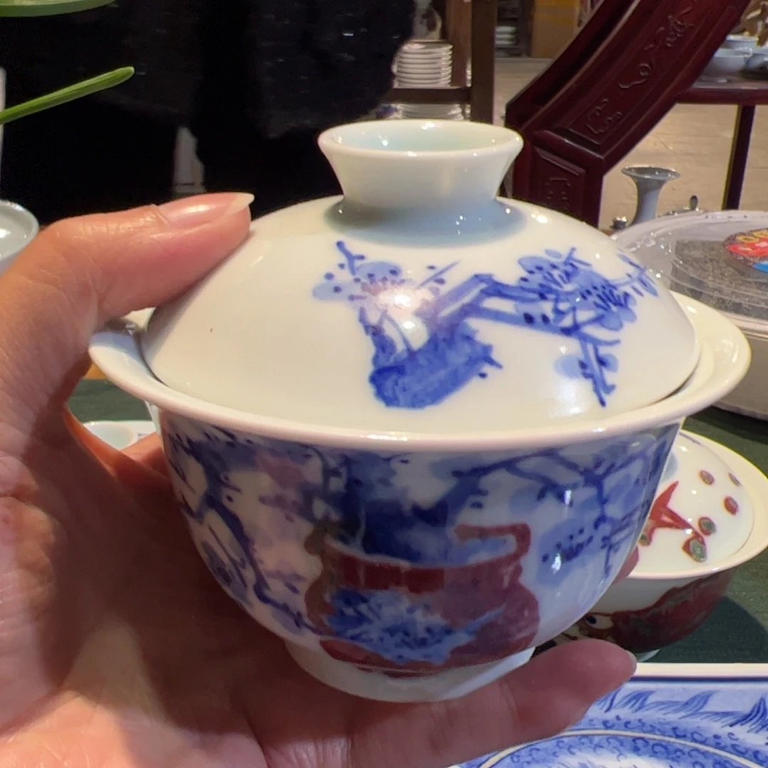 杯用****逃微瑕原矿青花釉里红瓷器