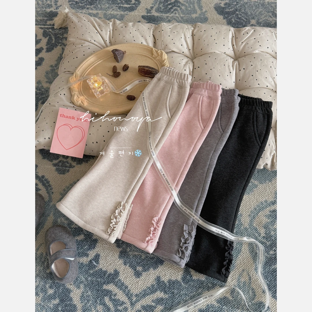 【糯米羊毛喇叭裤】11Hihoniy2025冬亲子捏褶显瘦620g加绒喇叭裤