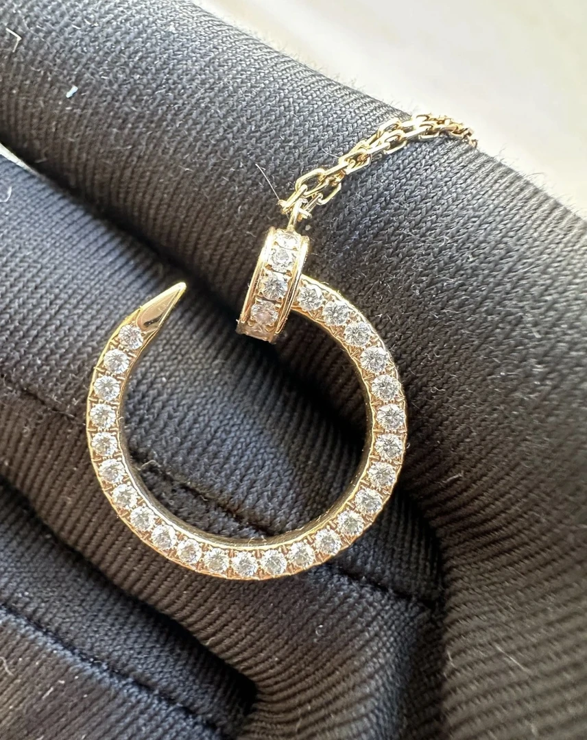 【安朵朵】18K金天然钻石满钻钉子项链新款