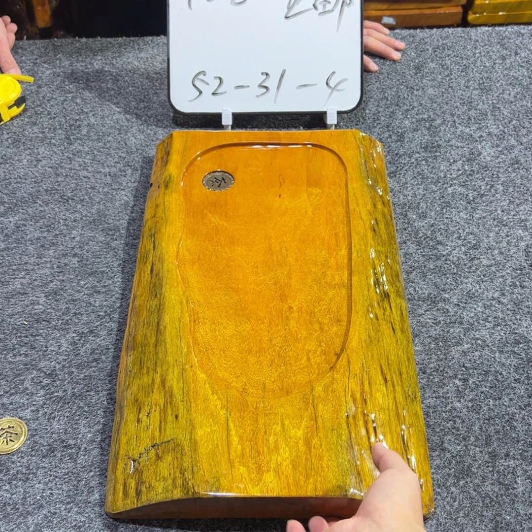 明***少缅甸大叶金丝楠实木茶盘