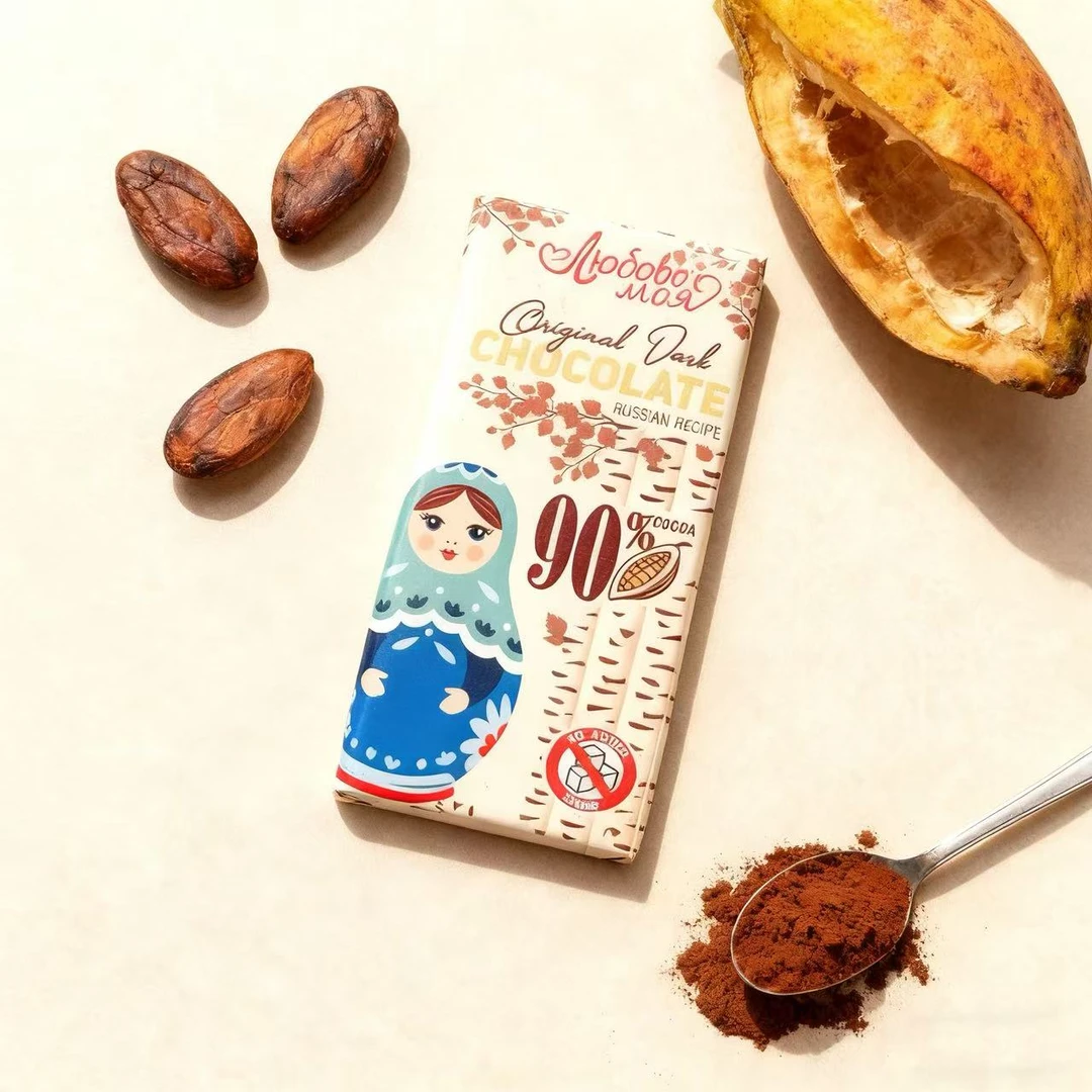 （3块）俄罗斯涅夫斯基挚爱无蔗糖90%黑巧克力休闲零食80克/块