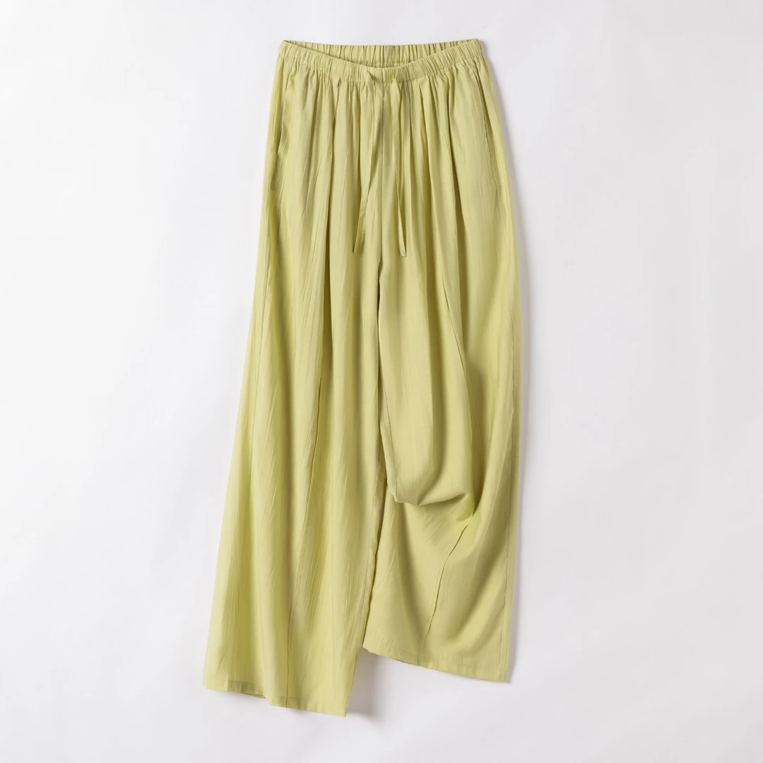 2025宽松8041直筒薄款百搭显瘦高腰时尚夏季垂感松紧腰山本长裤