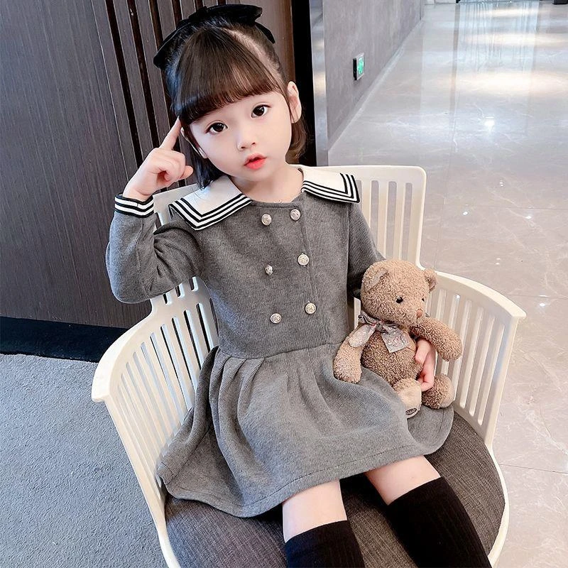 2025春秋装新款儿童小女孩宝宝娃娃领公主裙洋气女童学院风连衣裙