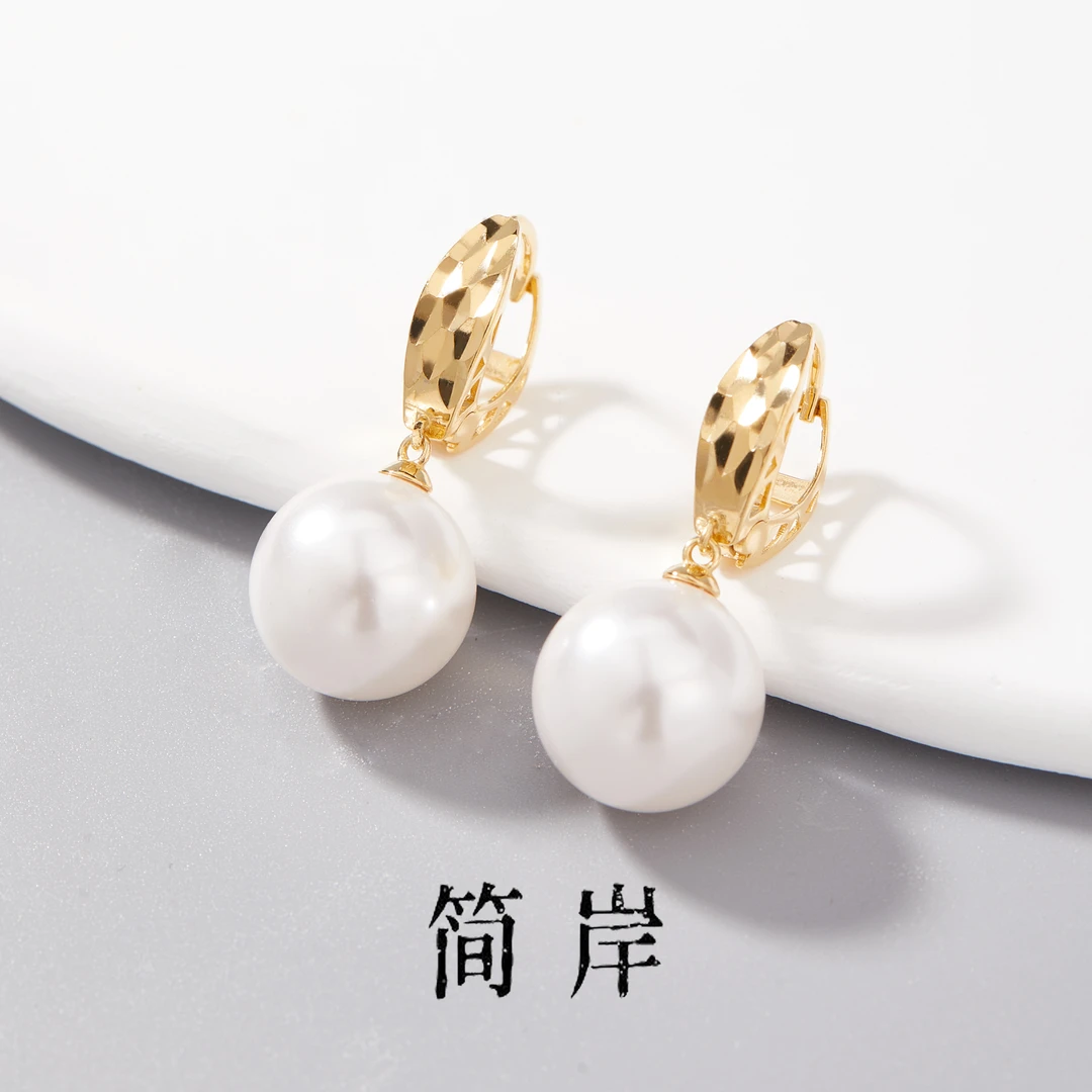 925银仿珍珠耳饰 jeshore/简岸 S925银 镀金 黎明之光大白耳扣