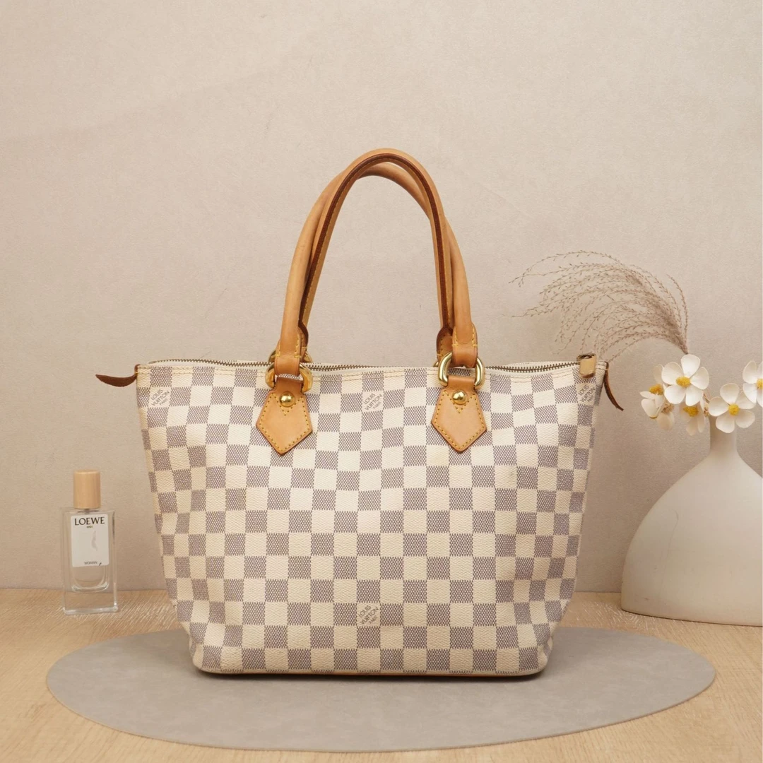 95新 LouisVuitton/路易威登 中古托特包白棋盘格/DS201097