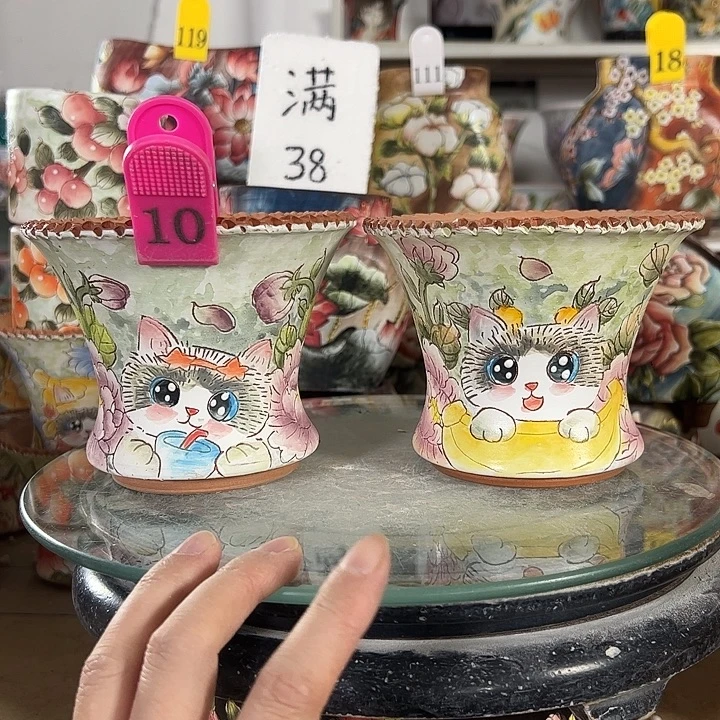 满38包邮 景德镇幸运花盆