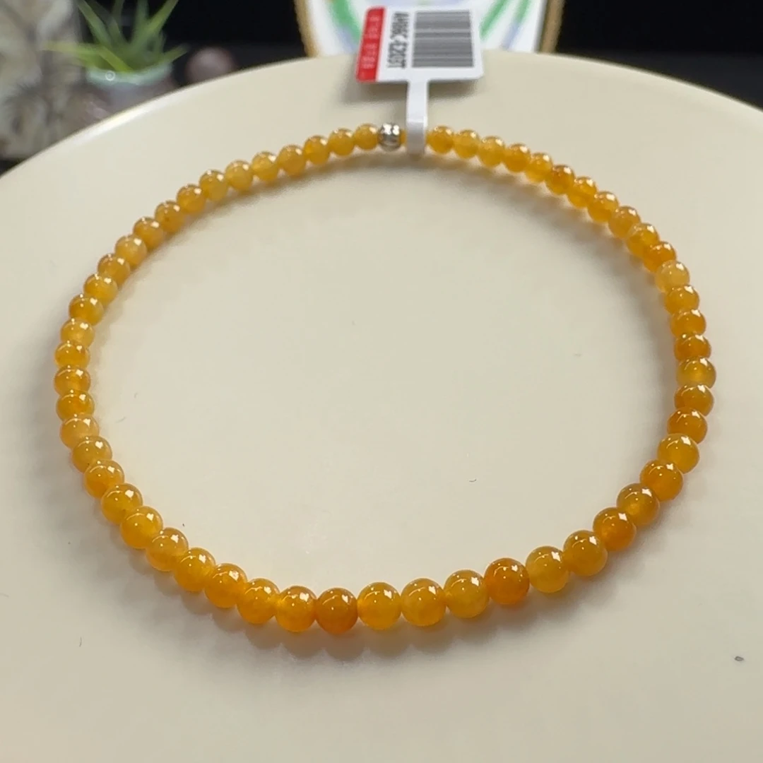 翡翠未镶嵌手链黄翡小米单圈卡3mm