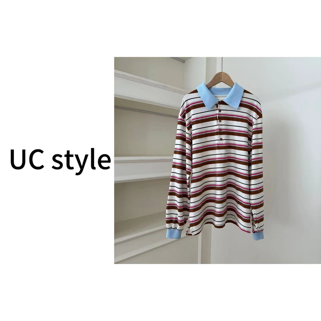 【UC STYLE】A8761宽松彩色条纹长袖条纹主播穿S码