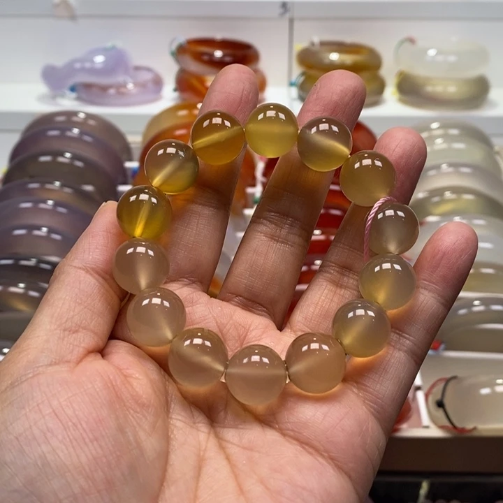 玛瑙/玉髓未镶嵌手链渐变 俏色 纹雾