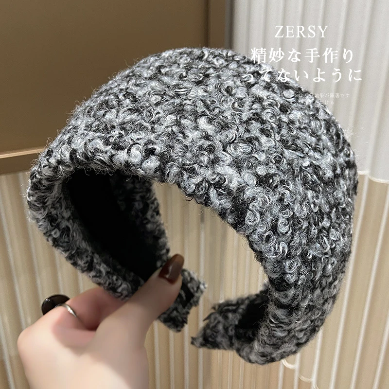 秋冬超宽毛绒发箍女高颅顶显脸小发卡高级感气质洗脸压发头箍头饰