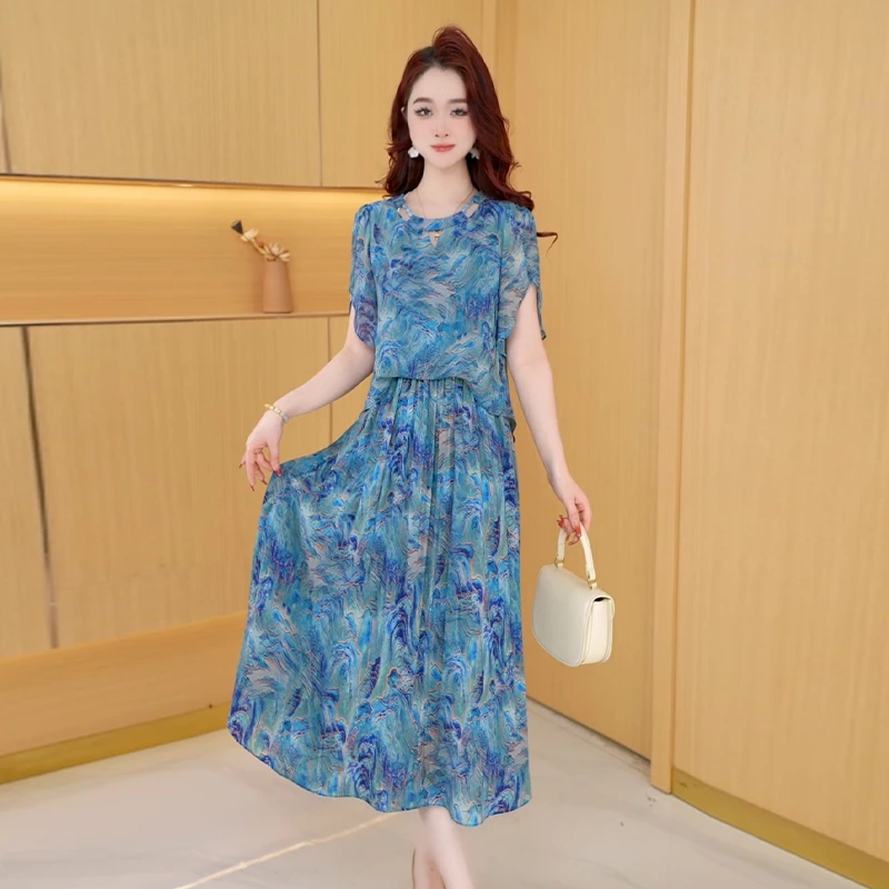 【连衣裙】夏季新款时尚修身气质高贵洋气宽松显瘦减龄碎花连衣裙