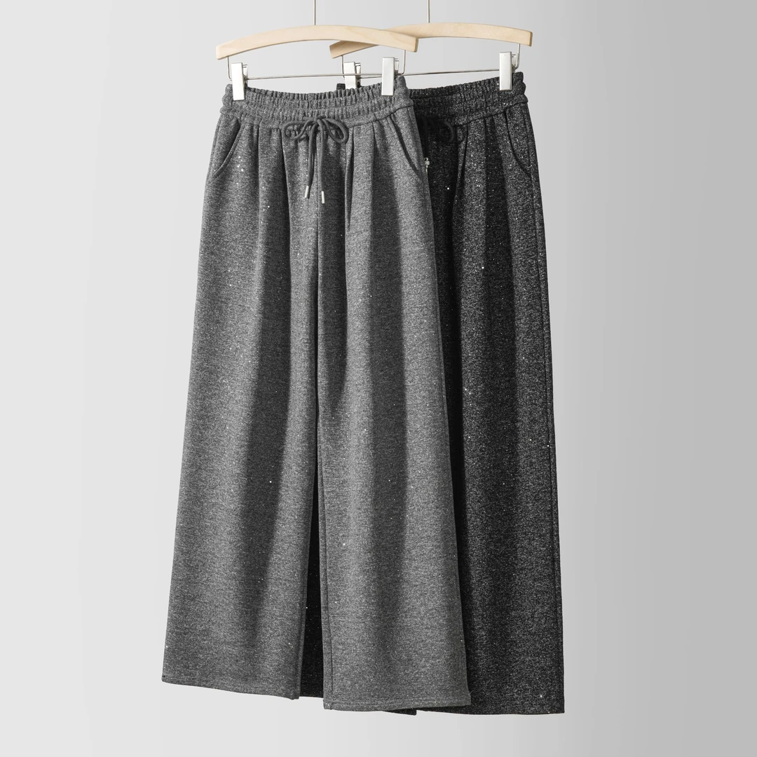 “星空闪烁”2025春季新款亮片修身阔腿裤！
