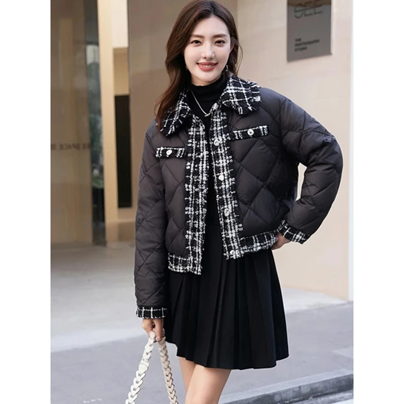 39831【H系列】名媛风粗花短羽绒服353Y6921