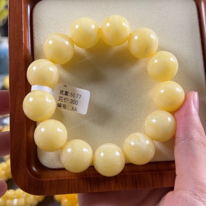 蜜蜡颈饰未镶嵌19mm焦皮同料白蜜虎皮纹妖花xa