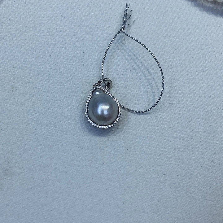 拼合珍珠（马贝珠）颈饰银S925镶嵌