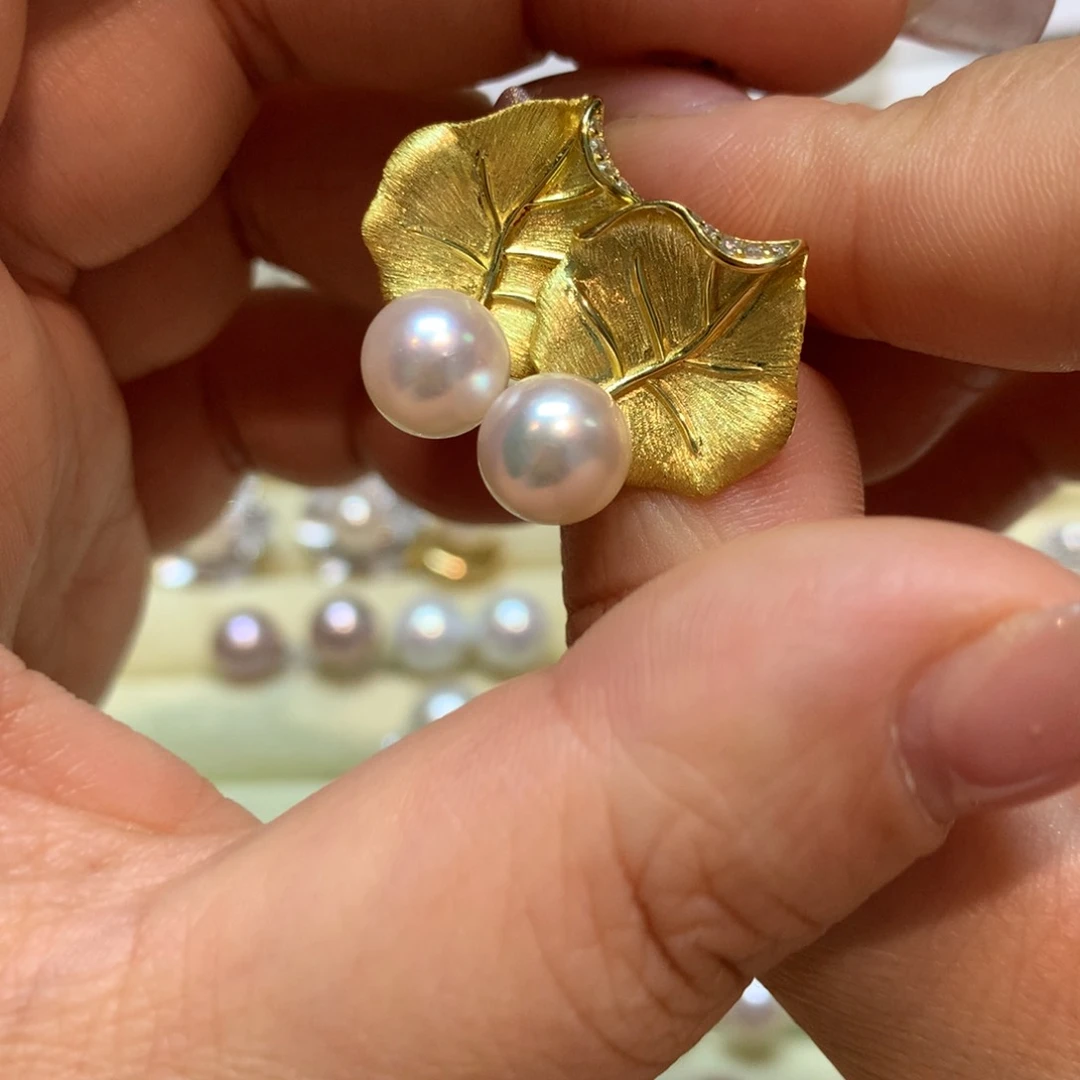 海水珍珠耳饰银S925镶嵌