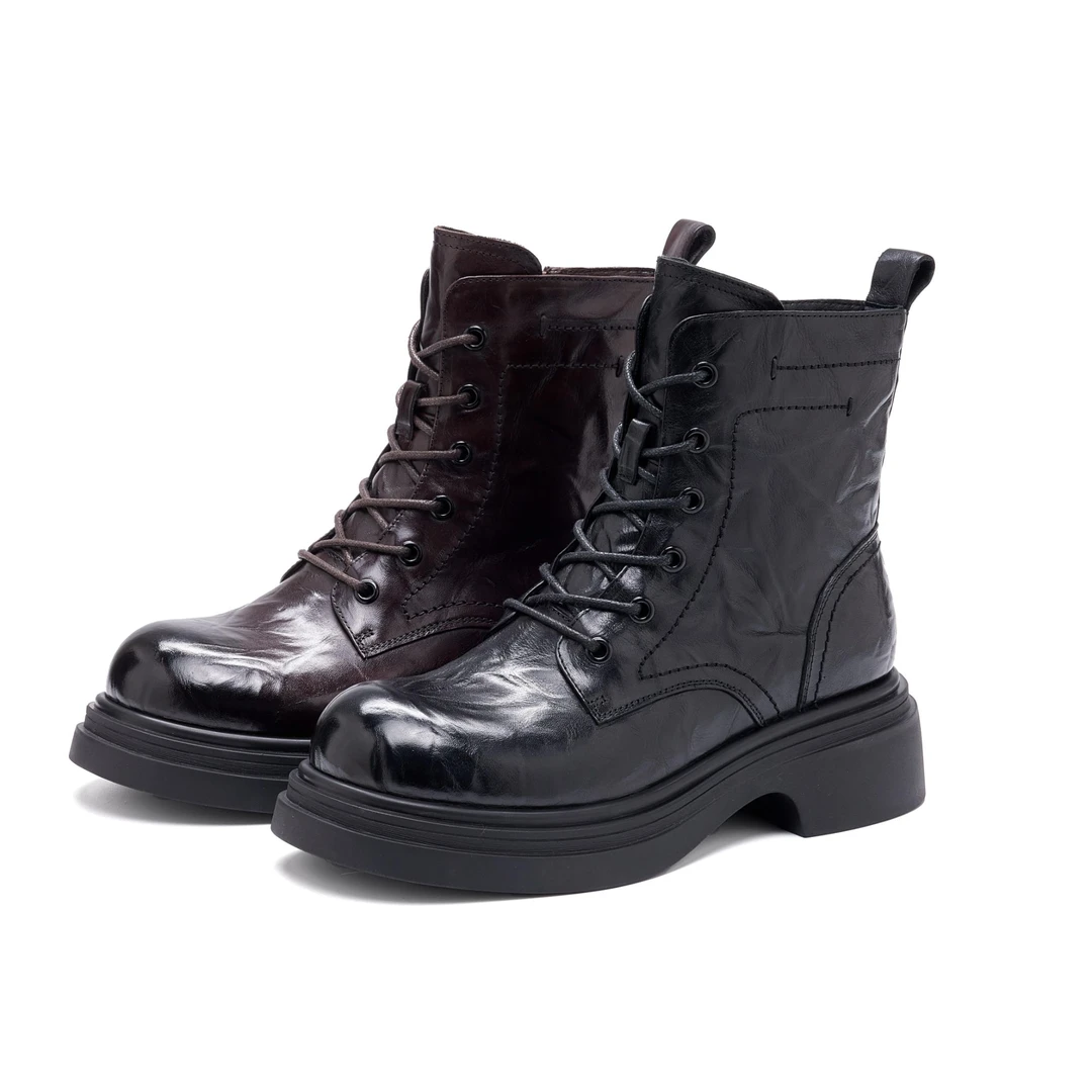 【大白】 理性消费NO退NO换 新款手抓纹牛皮马丁靴0555