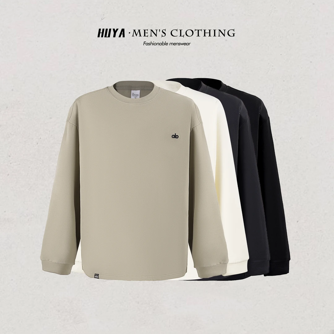 /虎牙兄弟/秋冬男卫衣炽芯双面暖绒字母刺绣保暖圆领打底男 Z6306