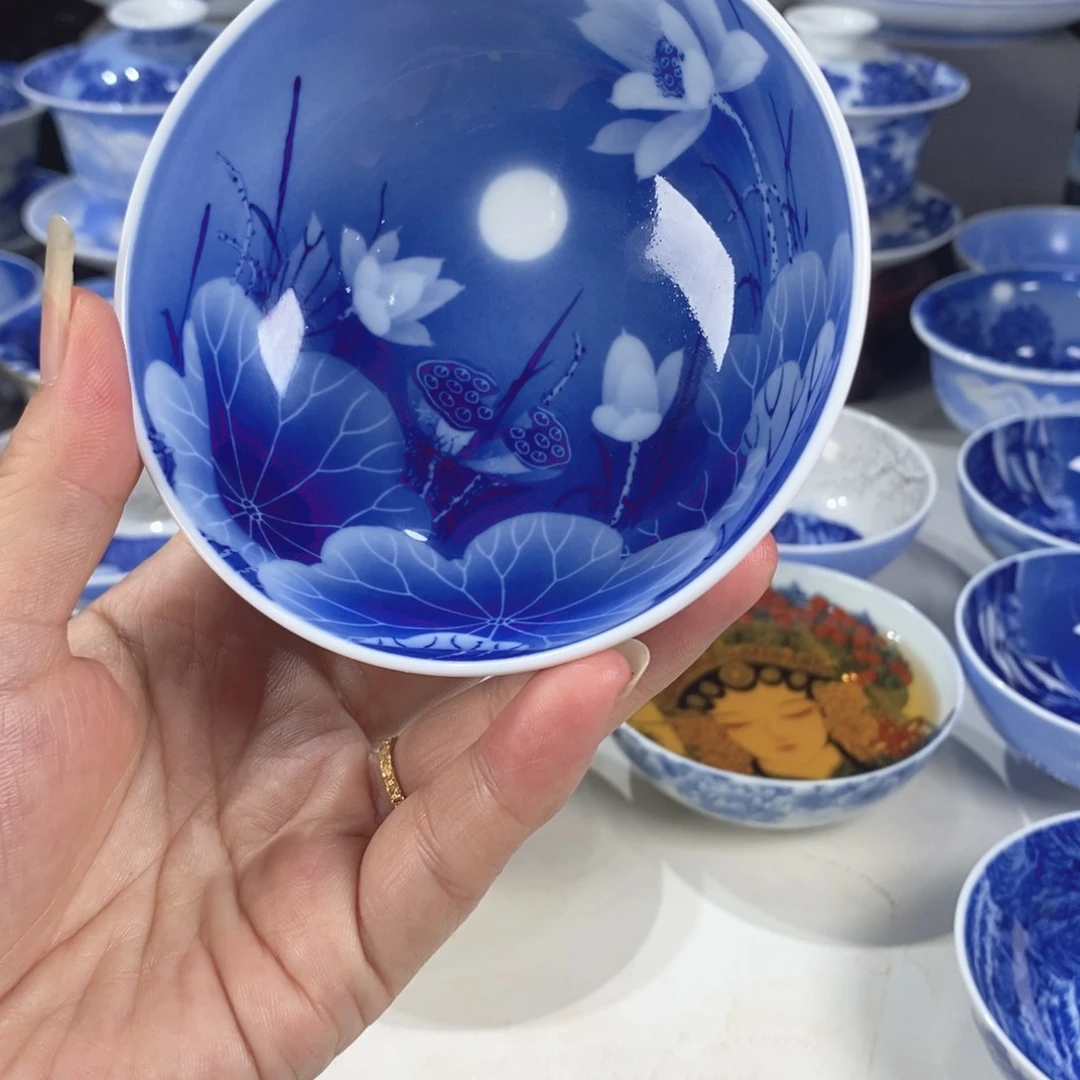 青花荷花主人杯杯