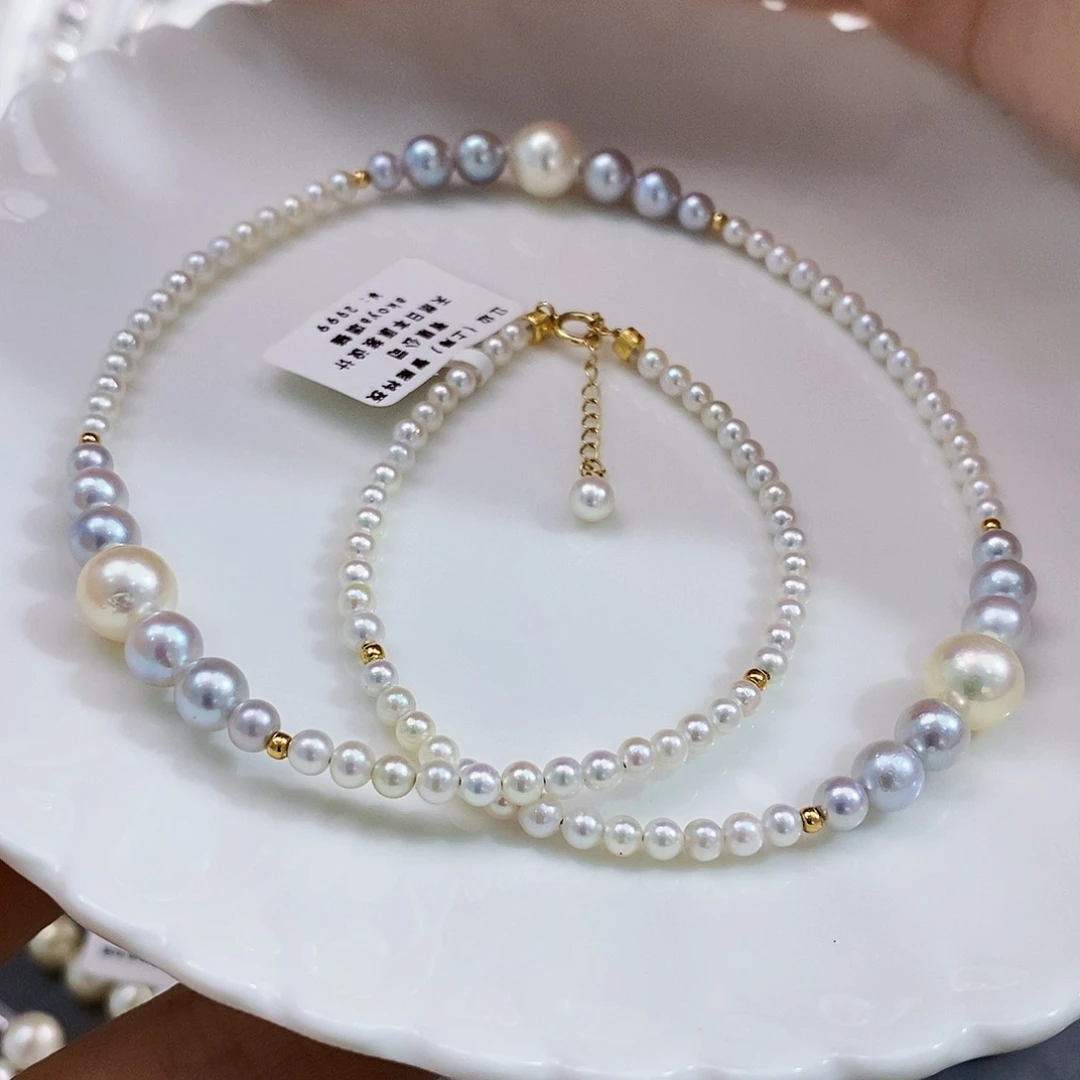 未镶嵌特价极光akoya设计款项链海水珍珠