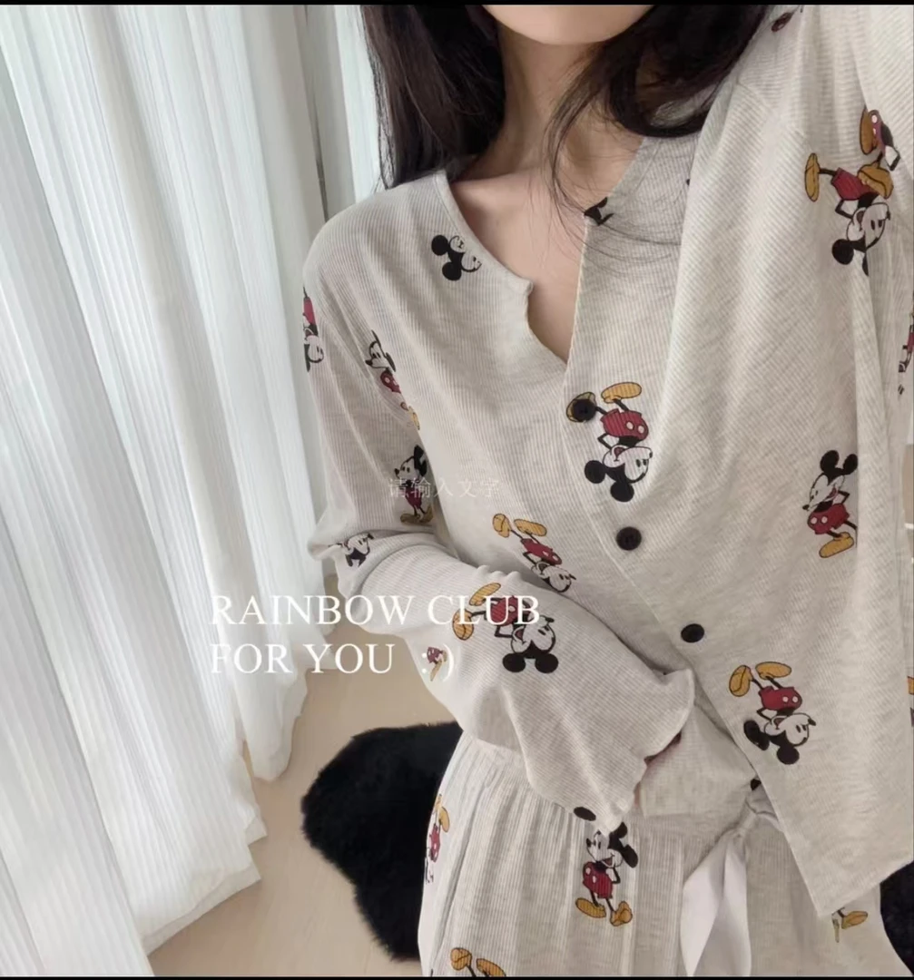 2025年春秋季新款睡衣女款卡通长袖休闲舒适女士家居服套装可外穿