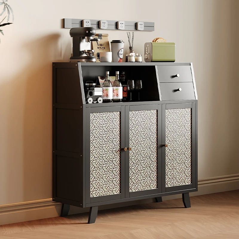 家用餐边柜厨房置物架落地多层微波炉烤箱岩板收纳柜子多功能收纳