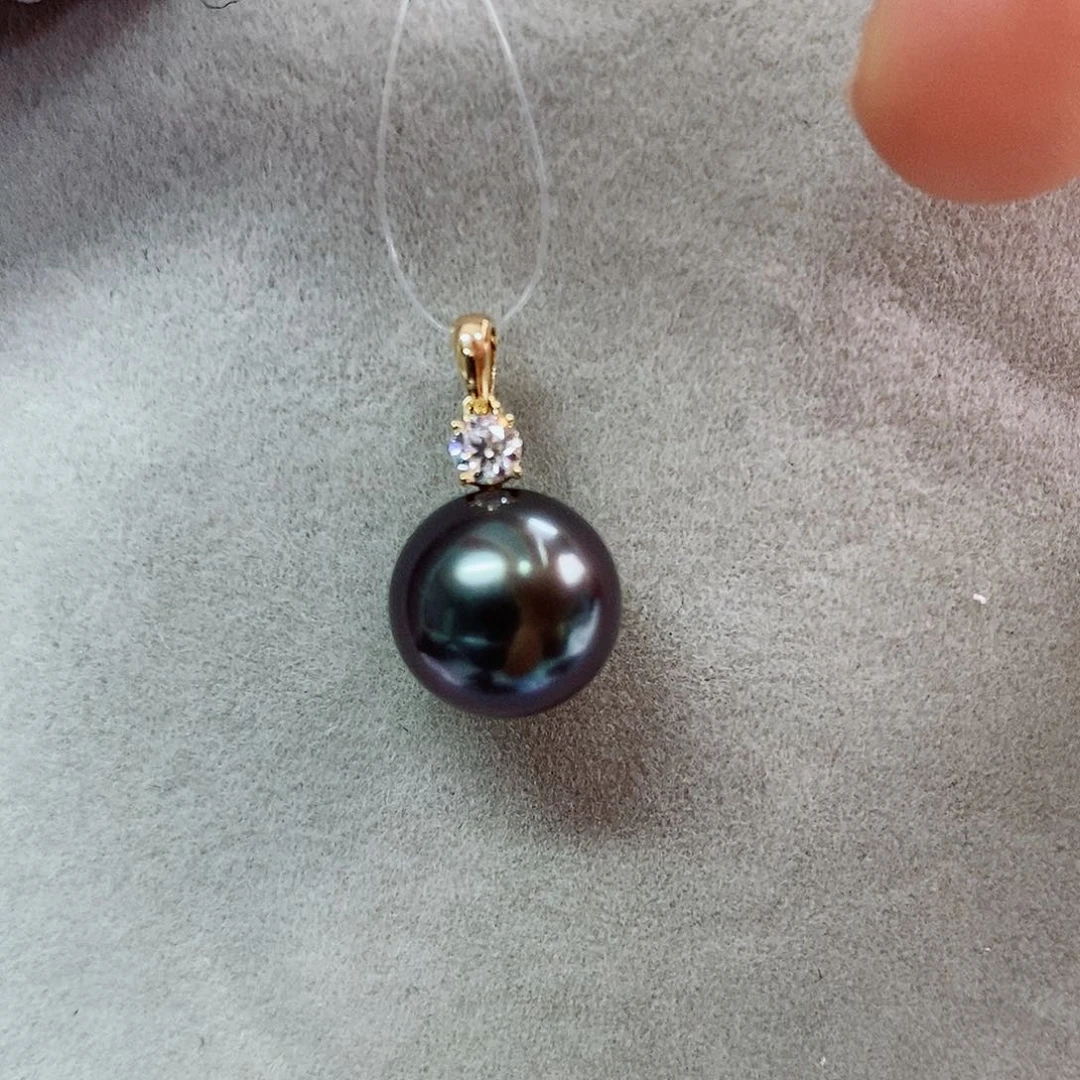 吊坠(不含链)18K金镶嵌海水珍珠10-11